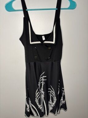 Black Skeleton Hands Dress with Collar Size M DRESSFO